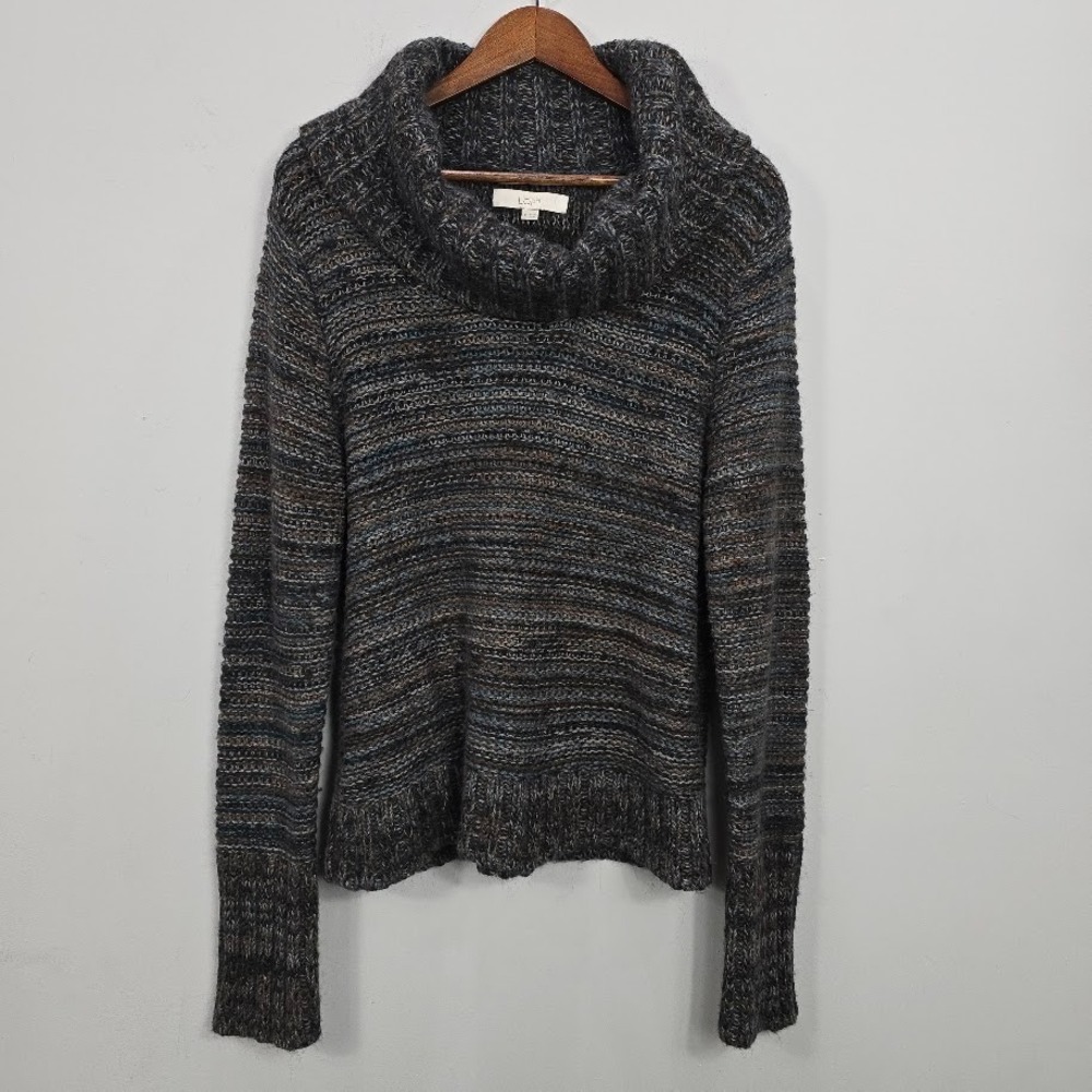 Ann Taylor‎ Loft Sweater XL Wool Alpaca Blend Artsy Cowl Neck Multicolor